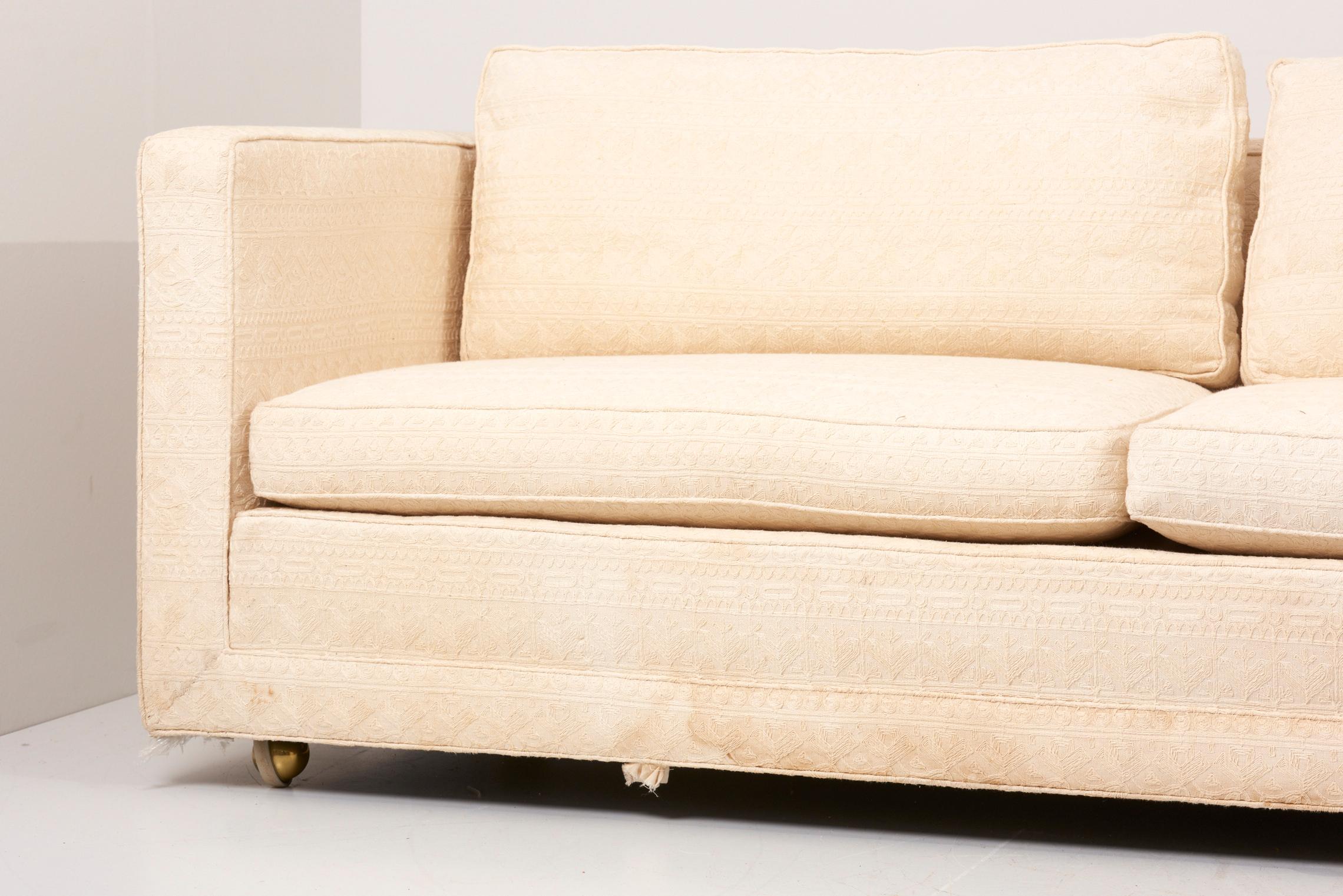 Edward Wormley light beige Tuxedo Sofa for Dunbar, USA 1960s For Sale 9