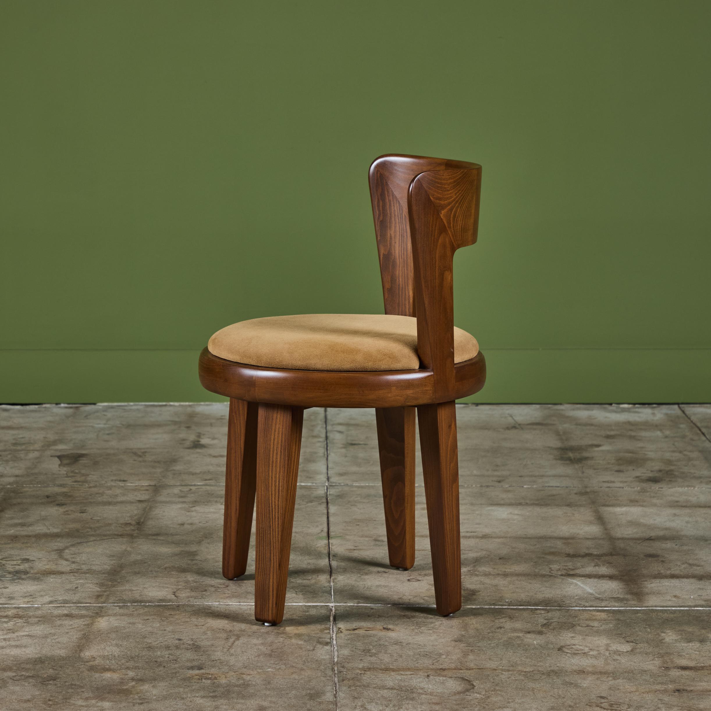 Suede Edward Wormley Vanity Swivel Stool for Drexel Precedent