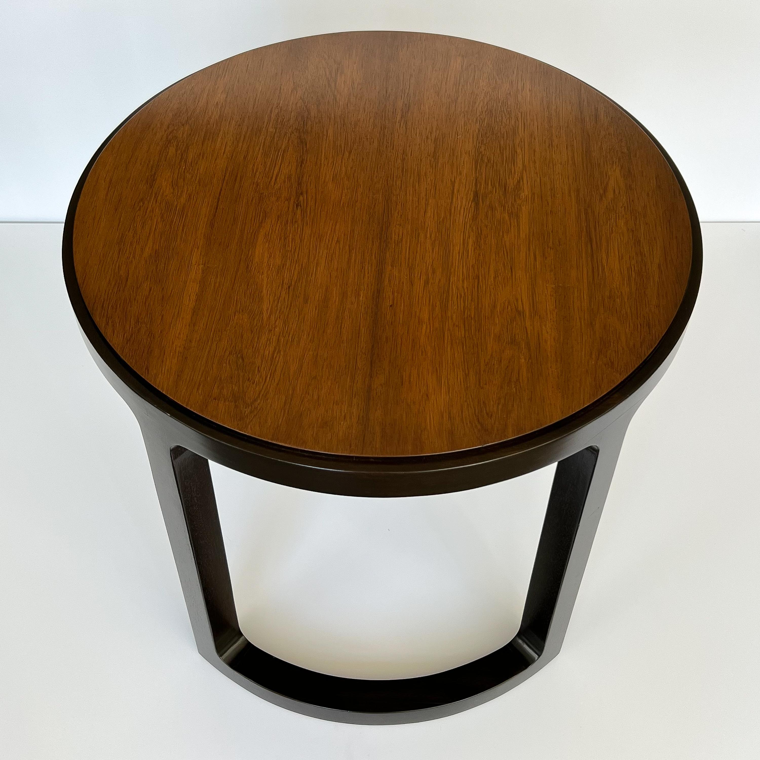 Edward Wormley Walnut and Mahogany Round End / Side Table In Good Condition In Chicago, IL