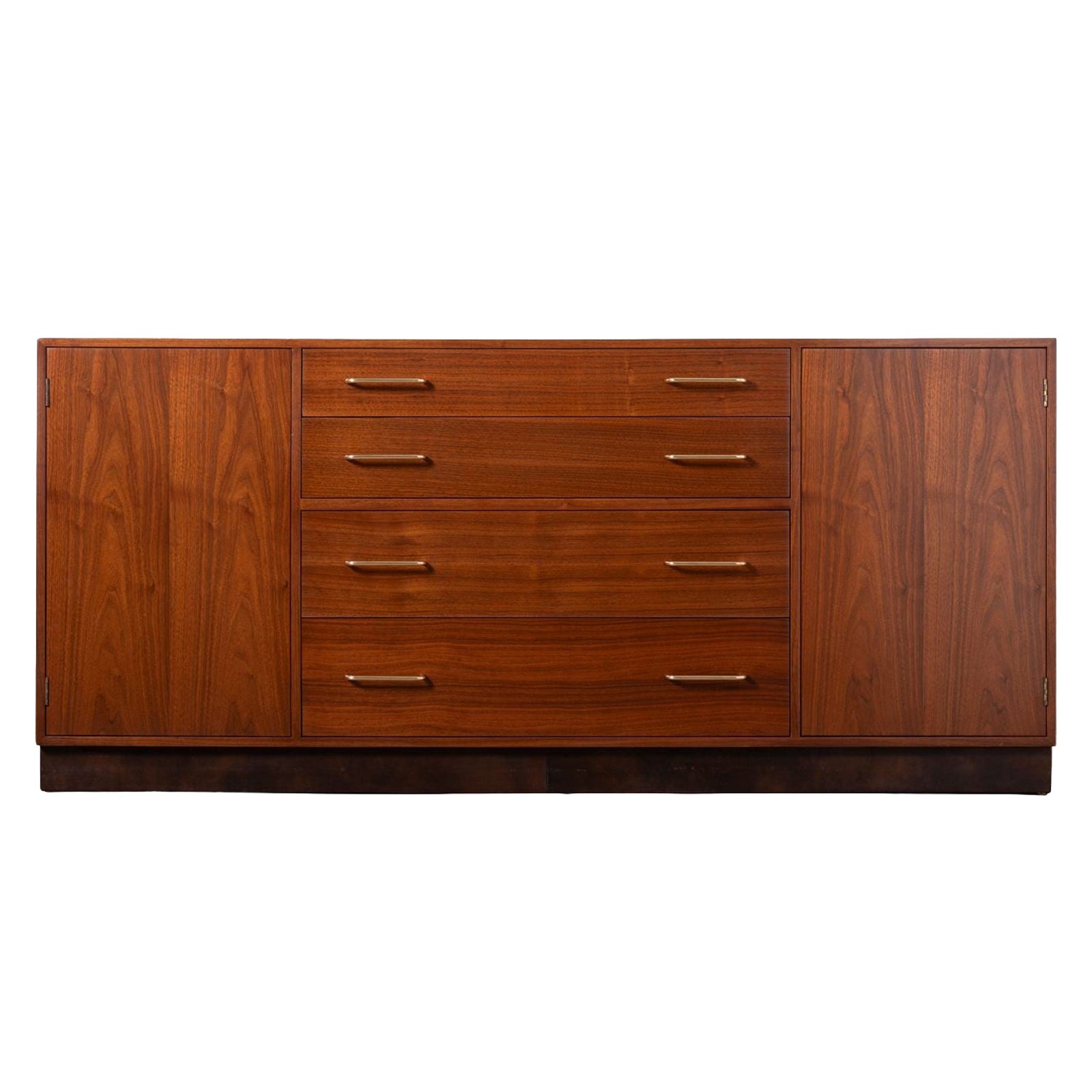 Edward Wormley Walnut Sideboard with Leather Wrapped Base 1950s