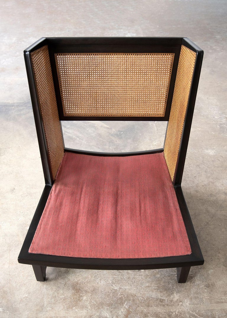Edward Wormley Wing Lounge Chairs for Dunbar Model 6016 Pair in Cane & Mahogany For Sale 9