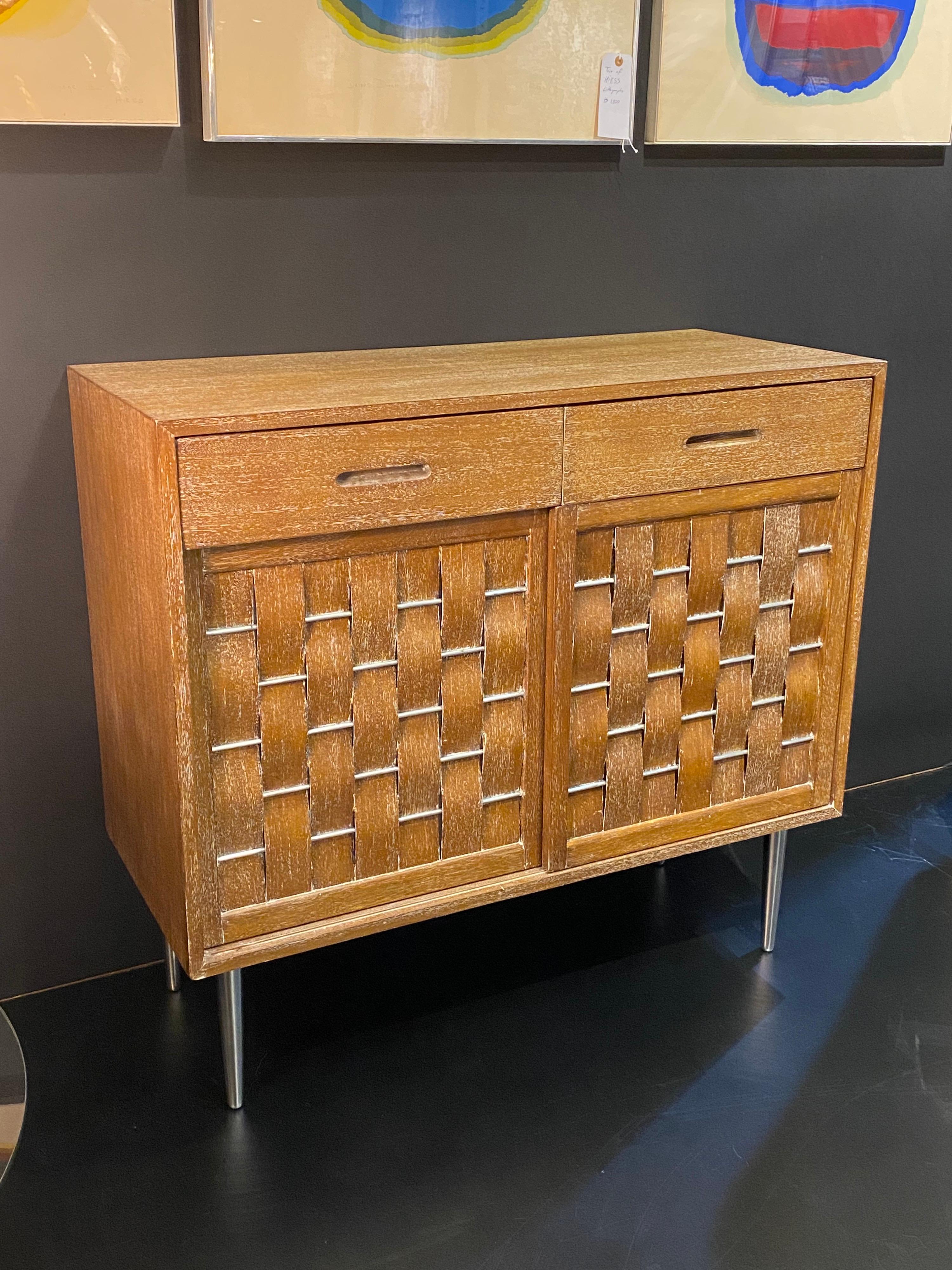 Mid-Century Modern Edward Wormley Woven Front Commode Credenza For Sale