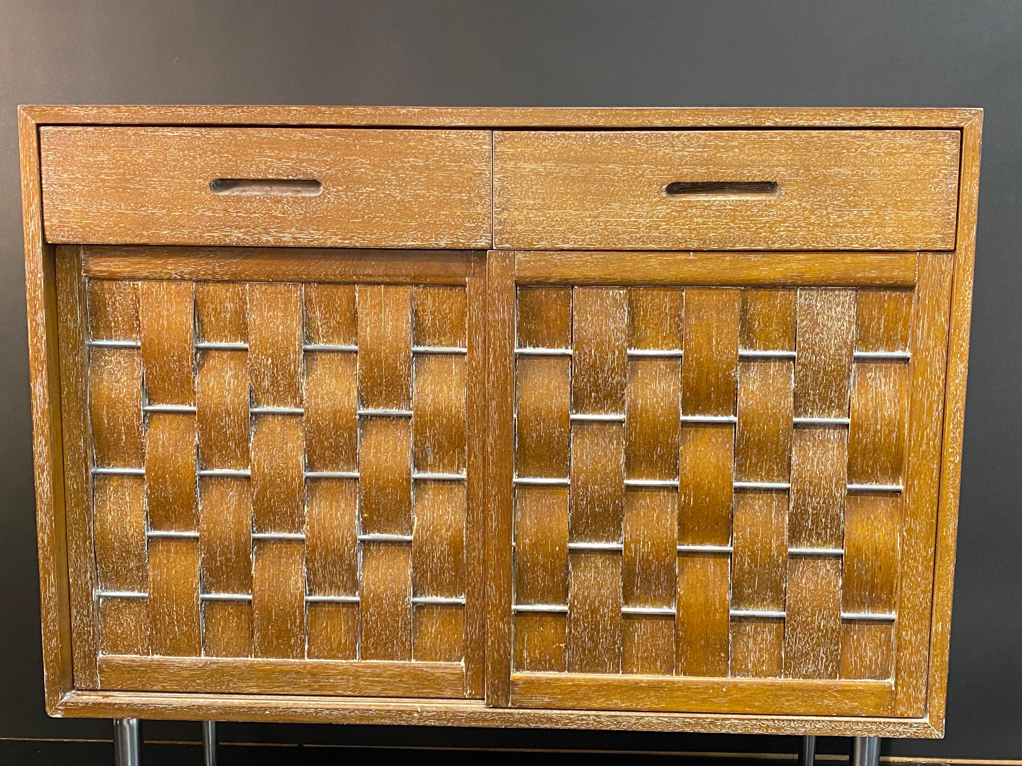 North American Edward Wormley Woven Front Commode Credenza For Sale