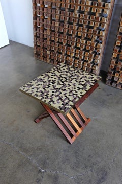 Edward Wormley X-Base Rosewood and Murano Tile-Top Table