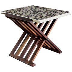 Edward Wormley X-Base Rosewood and Murano Tile-Top Table