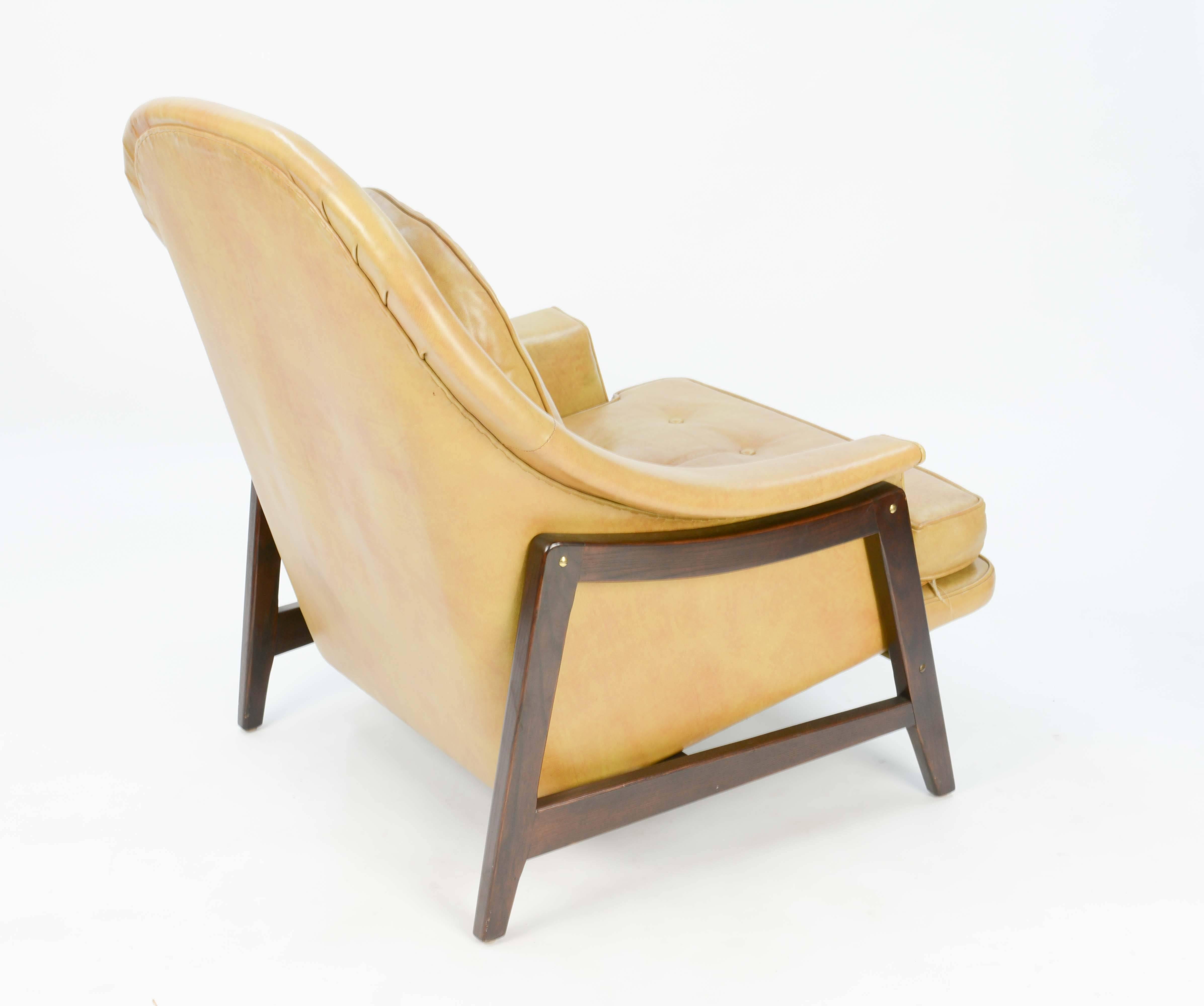 Edward Wormley's Signature Janus Group Club Chair and Ottoman for Dunbar In Good Condition For Sale In Portland, OR