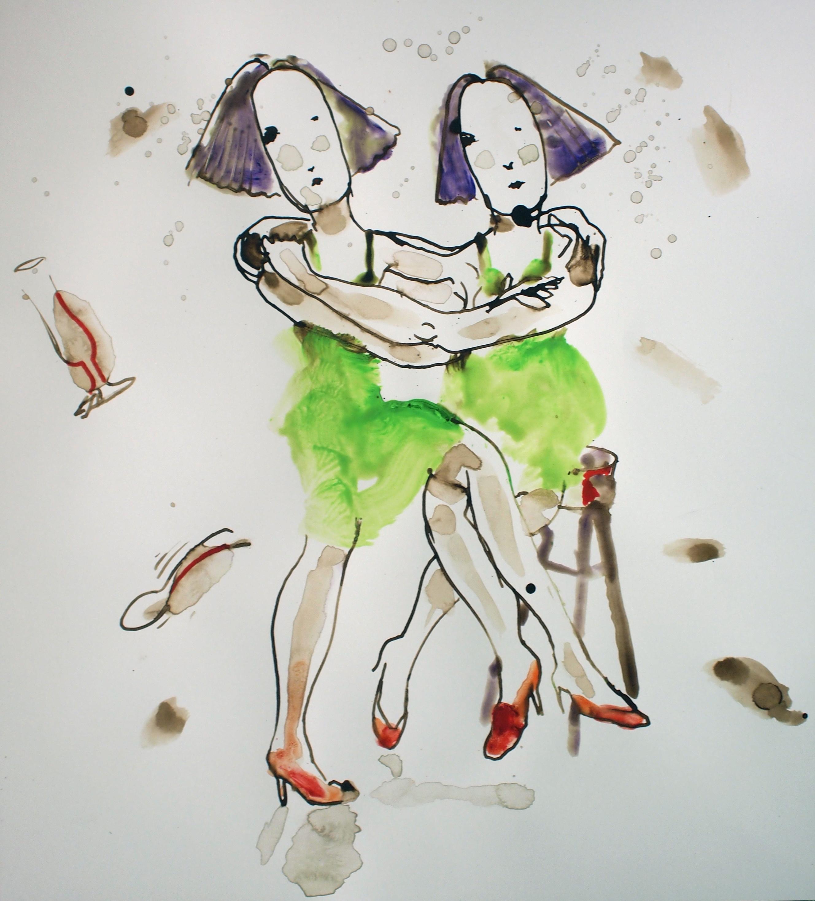 discoteca, Pintura, Gouache sobre papel de acuarela - Painting de Edward Zelinsky