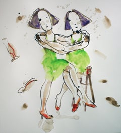 discoteca, Pintura, Gouache sobre papel de acuarela