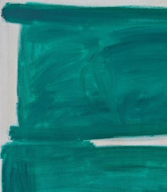"Untitled" Edward Zutrau, Color Field, Abstract Dark Green, Mid-Century Painting