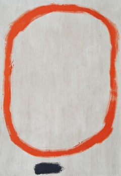 "Untitled" Edward Zutrau, Red and Black, White Ground, Color Field Painting