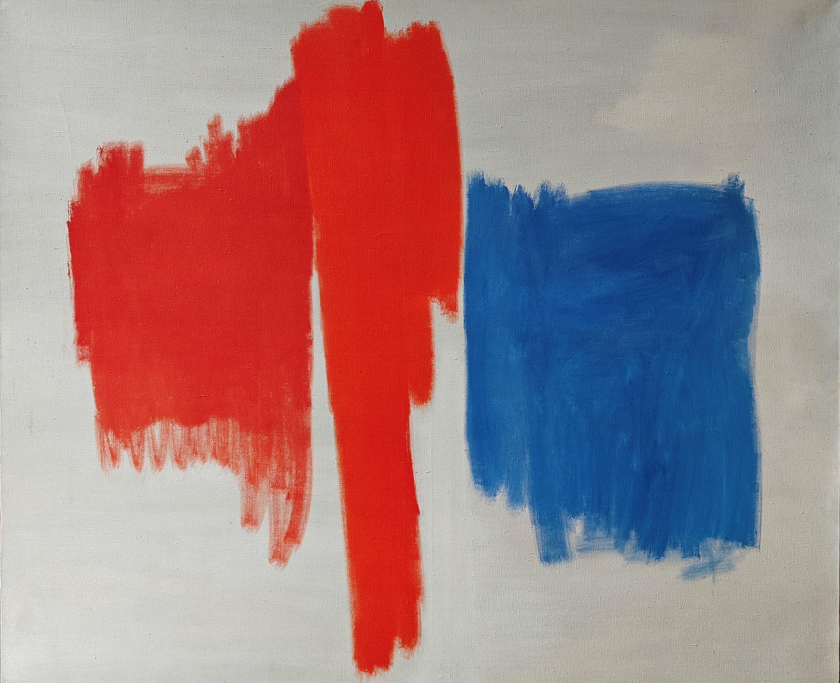 "Untitled" Edward Zutrau, Red, Blue and White, Color Field, Gestural Paintings