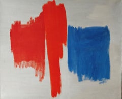 "Untitled" Edward Zutrau, Red, Blue and White, Color Field, Gestural Paintings