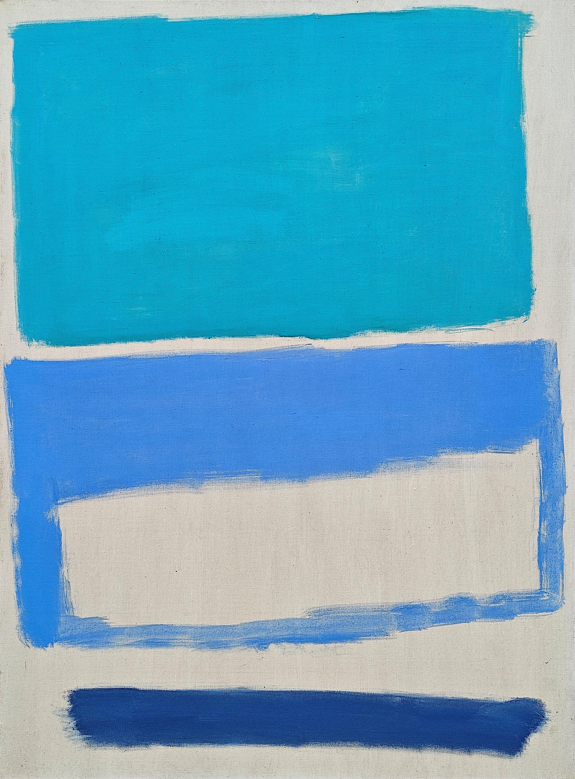 "Untitled" Edward Zutrau, Shades of Blue, Color Field Painting, Modernist