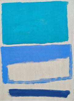 "Untitled" Edward Zutrau, Shades of Blue, Color Field Painting, Modernist