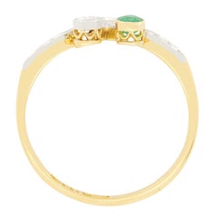 Edwardian 0.15ct Diamond and Emerald Cluster Ring, c.1910s