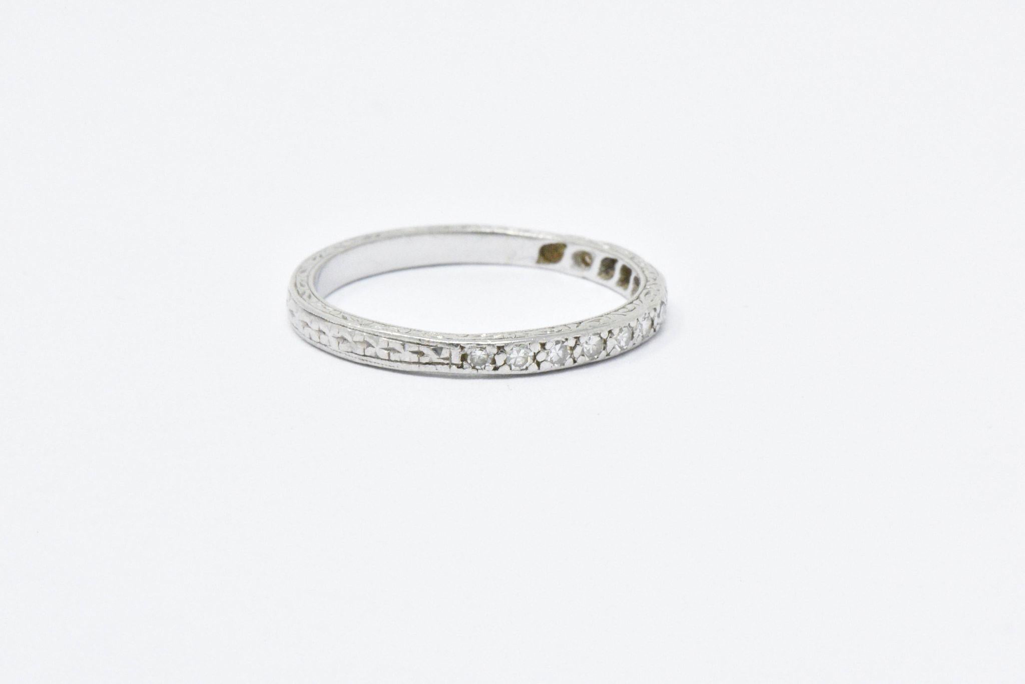 Women's or Men's Edwardian 0.25 Carat Diamond and Platinum Band Stackable Ring