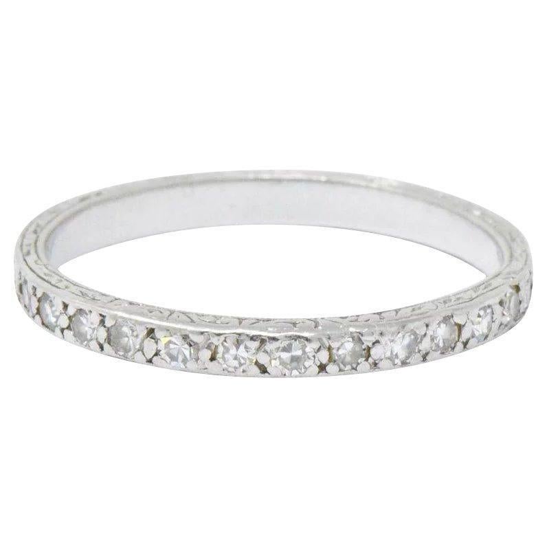 Edwardian 0.25 Carat Diamond and Platinum Band Stackable Ring