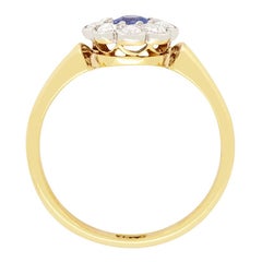 Edwardian 0.25ct Sapphire and Diamond Daisy Cluster Ring, c.1910s