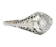 Edwardian 0.30 Carat Diamond 14 Karat White Gold Engagement Ring