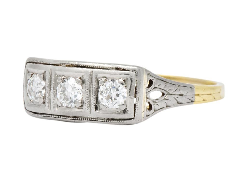 Edwardian 0.30 Carat Diamond Platinum-Topped 14 Karat Gold Ring 1