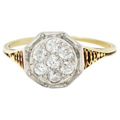 Edwardian 0.30 Carat Diamond Platinum-Topped 18 Karat Gold Octagonal Ring