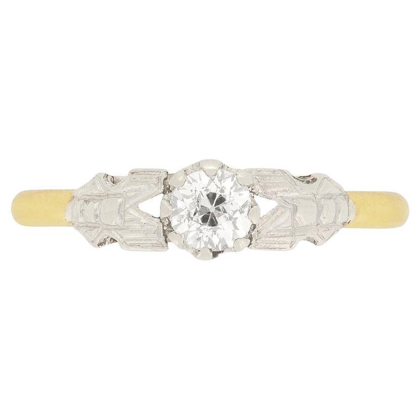Edwardian 0.30 Carat Diamond Solitaire Engagement Ring, circa 1910 For Sale