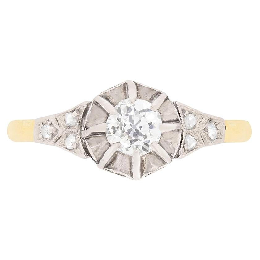 Anello solitario con diamante da 0,30 carati, circa 1910