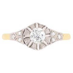 Anello solitario con diamante da 0,30 carati, circa 1910
