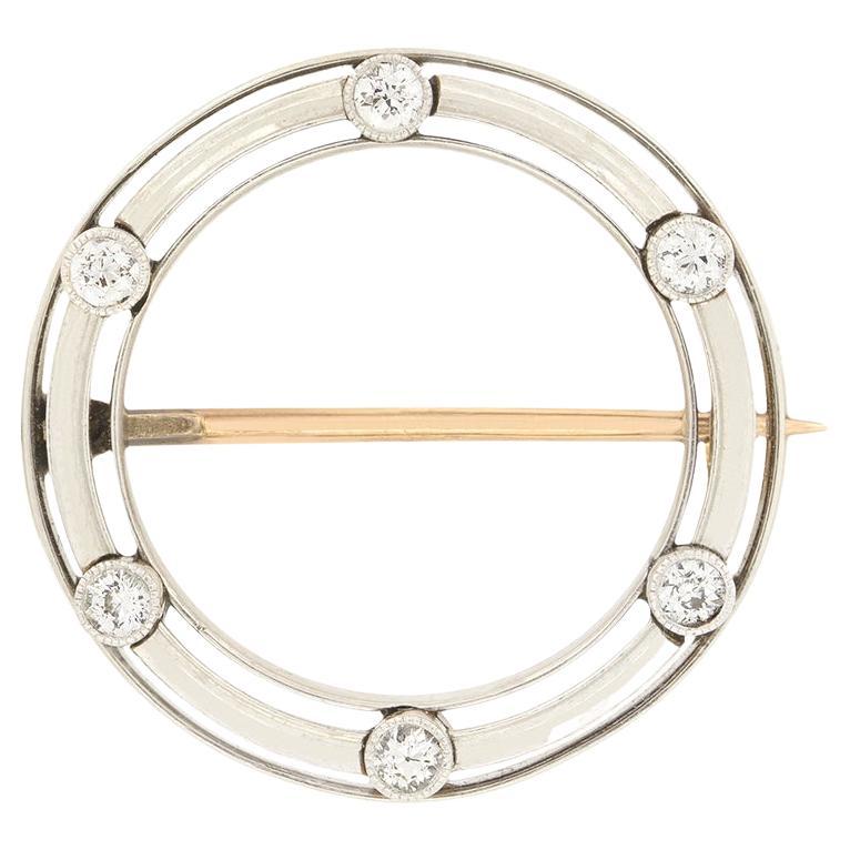 Spilla circolare con diamante da 0,30 carati di epoca edoardiana, 1910 ca.
