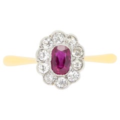 Edwardian 0.30ct Ruby and Diamond Cluster Ring, c.1910s