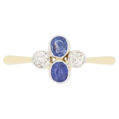 Edwardian 0.30ct Sapphire and Diamond Cluster Ring, c.1910s