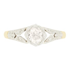Anello solitario con diamante edoardiano da 0,35 ct, intorno agli anni '10 del Novecento