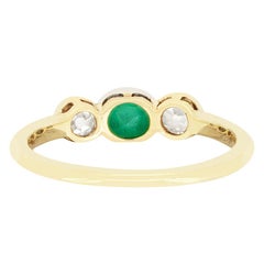 Edwardian 0.35ct Emerald and Diamond Three Stone Ring, c.1910s