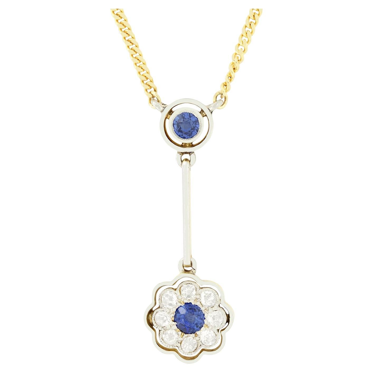 Pendentif pendentif édouardien de 0,35ct en saphir et diamant, c.1910s en vente