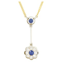 Pendentif pendentif édouardien de 0,35ct en saphir et diamant, c.1910s