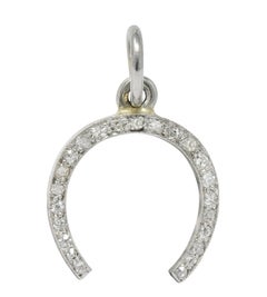 Antique Edwardian 0.37 Carat Diamond Platinum Horseshoe Charm, circa 1920