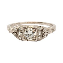 Antique Edwardian Diamond Engagement Platinum Ring