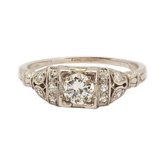 Antique Edwardian 0.40 Carat Diamond Engagement Platinum Ring