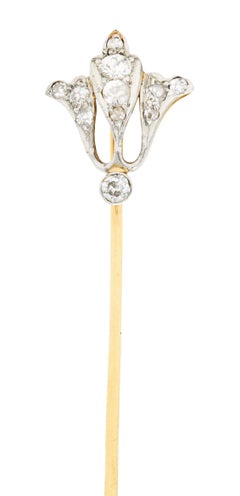 Edwardian 0.40 Carat Diamond Platinum-Topped 14 Karat Gold Lily Of The Valley St