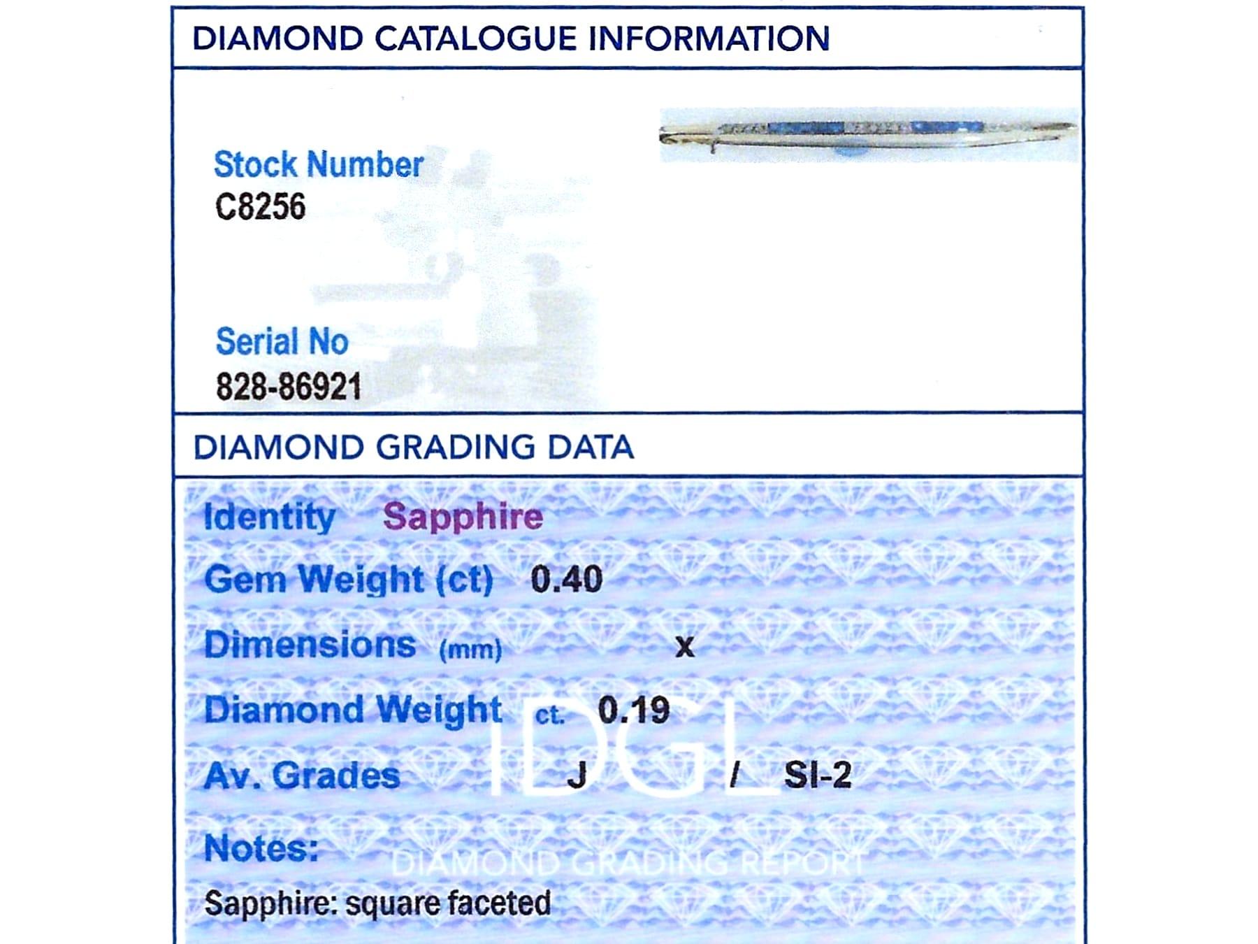 Edwardian 0.40 Carat Sapphire and 0.19 Carat Diamond Yellow Gold Bar Brooch For Sale 3