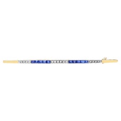 Edwardian 0.40 Carat Sapphire and 0.19 Carat Diamond Yellow Gold Bar Brooch