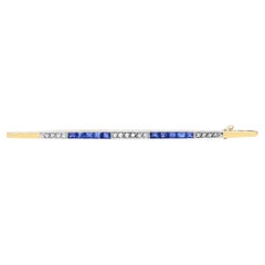 Edwardian 0.40 Carat Sapphire and 0.19 Carat Diamond Yellow Gold Bar Brooch
