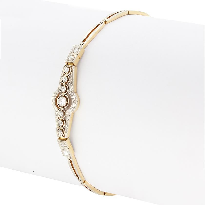 Pulsera eduardiana de diamantes de 0,40 ct, c.1910 Corte europeo antiguo en venta
