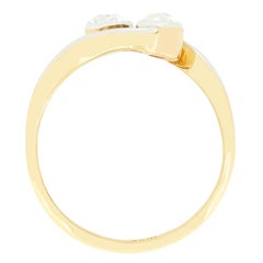 Edwardian 0.40ct Diamond Two Stone Twist Ring, c.1910s