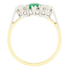 Edwardian 0.40ct Emerald and Diamond Three Stone Ring, c.1910s