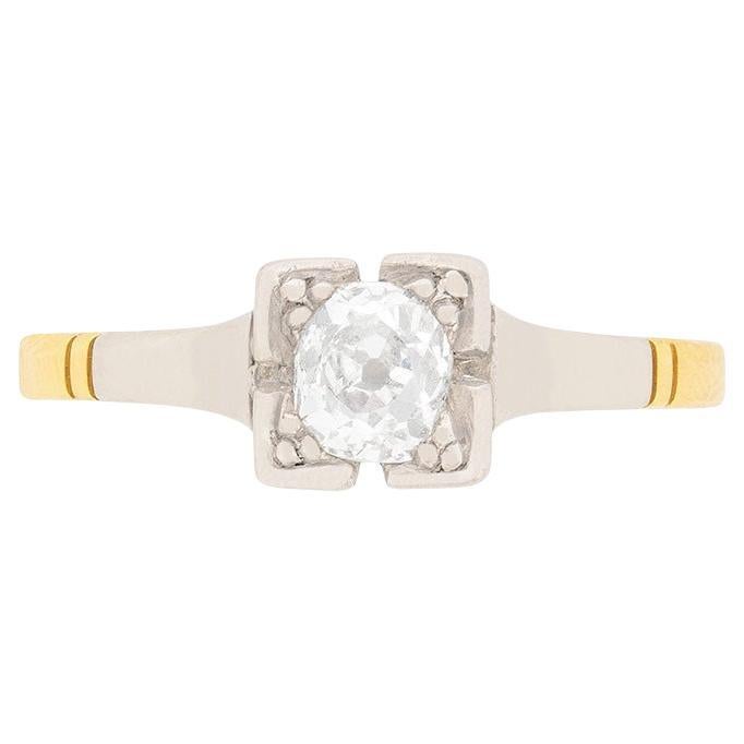 Edwardian 0.40ct Old Cut Diamond Solitaire Engagement Ring, c.1910s
