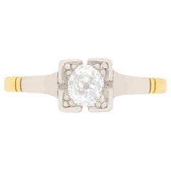 Edwardian 0.40ct Old Cut Diamond Solitaire Engagement Ring, c.1910s