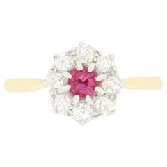 Edwardian 0.40ct Ruby and Diamond Cluster Ring, c.1910s