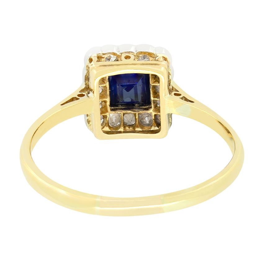 Edwardianischer Cluster-Ring mit 0,40 Karat Saphir und Diamant, ca. 1910er Jahre im Zustand „Gut“ im Angebot in London, GB