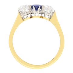 Edwardian 0.40ct Sapphire and Diamond Three Stone Ring, c.1910s